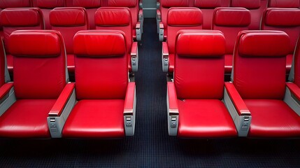 Obraz premium red train seats interior view