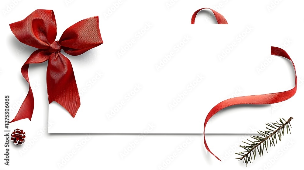 Poster elegant and timeless holiday greeting card adorned with a decorative ribbon bow and a sophisticated 