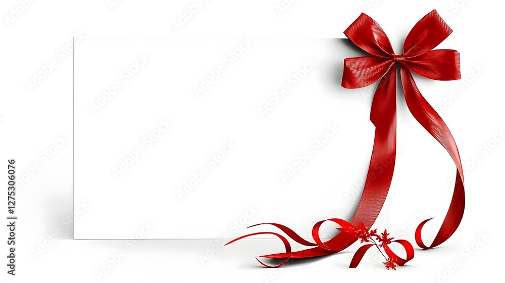 Poster elegant and timeless holiday greeting card adorned with a decorative ribbon bow and sophisticated fe