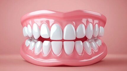 3D concept vector of teeth whitening Dental veneers and tooth beauty treatment