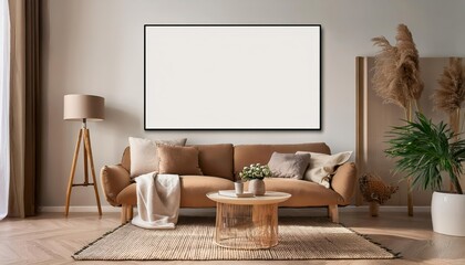 Stylish 3D Render of a Cozy Living Room Scene Sophisticated Space Blends Modern Furniture, Vibrant Decor, and Rustic Accents, Inviting Serenity and Comfort.