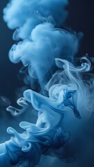 Dynamic Swirling Blue Smoke against Dark Background