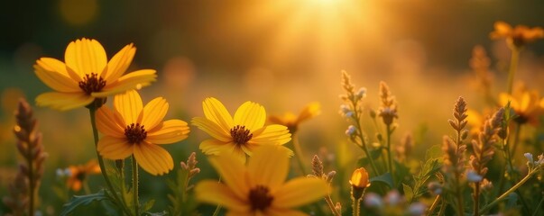 Cozy warmth of golden honeycomb in the morning dew, snug, botanical, floral