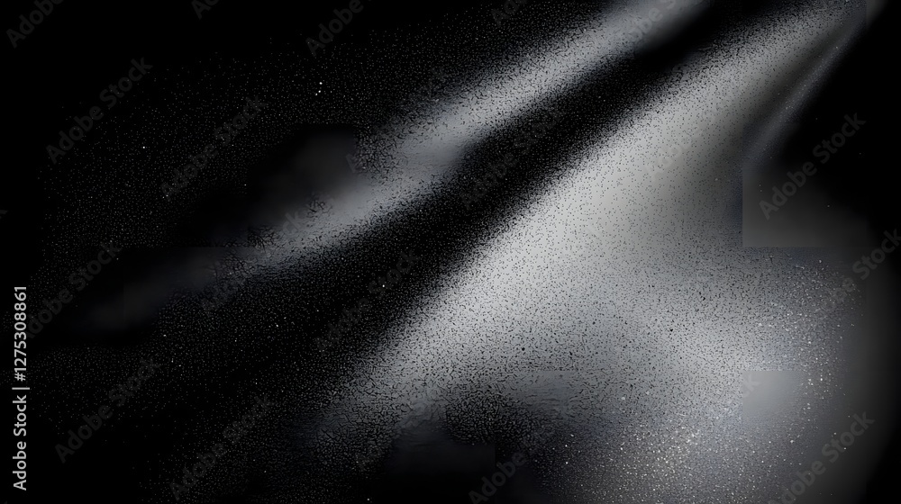 Fototapete Sleek and modern dark grainy gradient background with subtle white and gray monochrome abstract noise texture creating a atmospheric visual effect perfect for use in banners headers backdrop designs