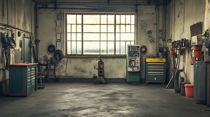 old vintage garage workshop interior
