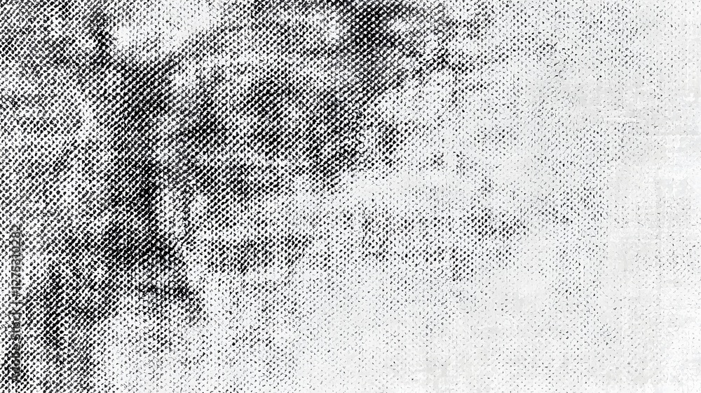 Poster Distressed halftone grit scanned paper background with a faded gradient effect and sand noise overlay in black and white creating a raw and nostalgic visual appeal