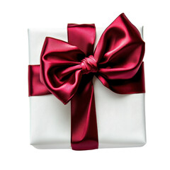 Elegant White Gift Box with Red Satin Bow for Celebrations