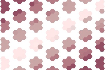 Light pink hexagonal flower pattern with symmetrical floral arrangement. Decorative background concept