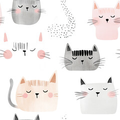 Cute cat pattern design for kids bedding and nursery decor