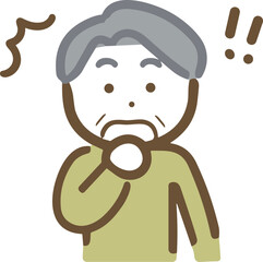 驚いているシニア男性(上半身・正面)