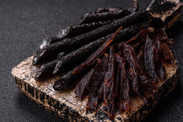 Horse meat sausage with salt, spices and herbs