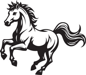 Obraz premium Dynamic Stallion Rearing Up – Majestic Horse Vector Illustration for Branding & Art.