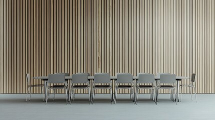 modern conference room with wooden wall paneling