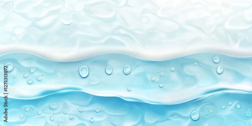 Aufkleber water droplets creating a natural pattern on a soft blue background, smooth and refreshing