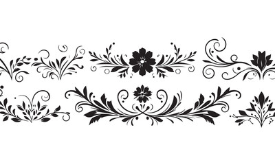set of floral design elements