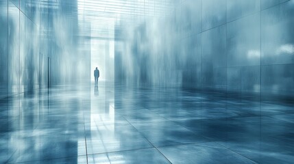 Fototapeta premium Solitary Figure in Abstract Modern Art Space with Ethereal Atmosphere