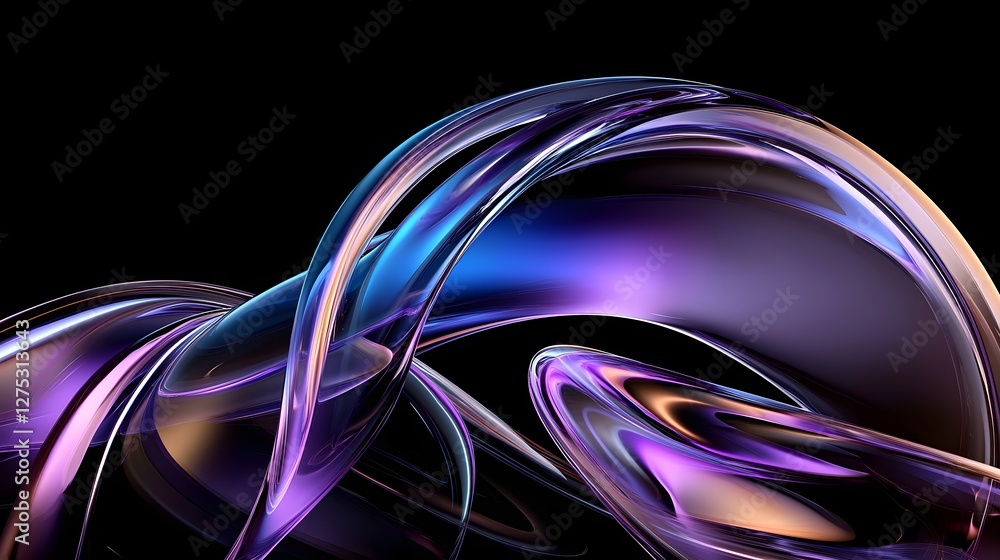 Poster Sleek metallic geometric structures with soft ambient lighting and a futuristic sci fi inspired aesthetic  Abstract digital 3D render with a contemporary minimalist design