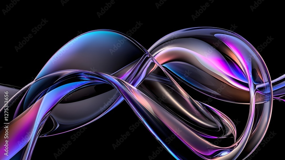 Poster Mesmerizing abstract 3D rendering featuring sleek geometric structures with metallic textures soft ambient lighting and a captivating sci fi inspired aesthetic