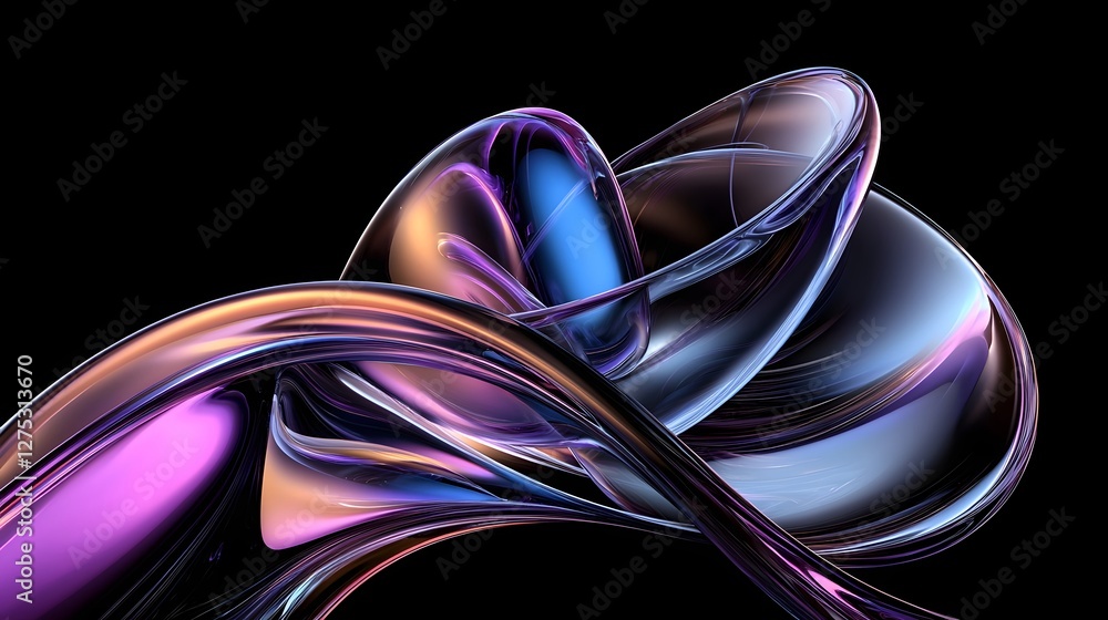 Poster Sleek futuristic geometric structures with metallic textures and soft ambient lighting creating a visually striking and sci fi inspired abstract digital artwork
