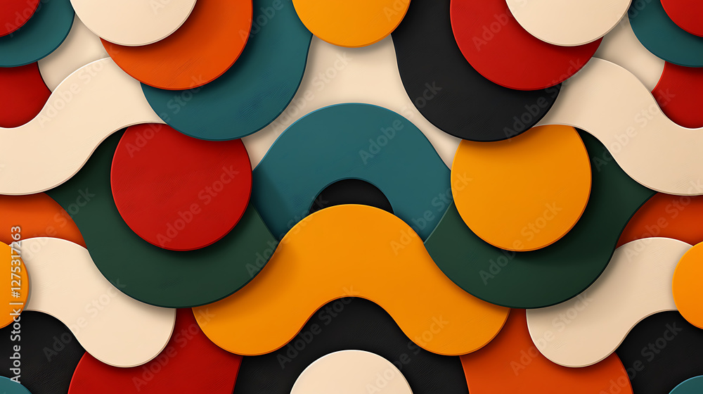 Aufkleber abstract colorful circles and waves pattern