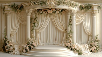 Elegant floral wedding ceremony backdrop