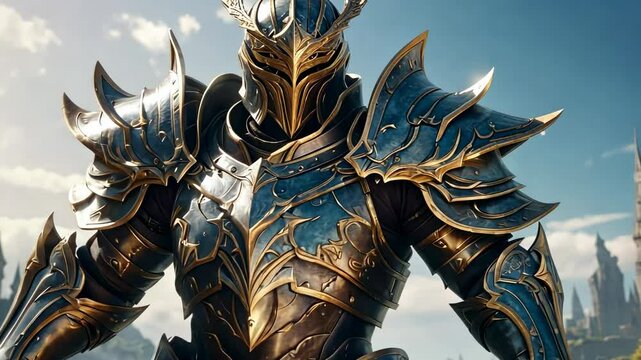 Majestic Knight in Ornate Armor, Epic Fantasy Setting