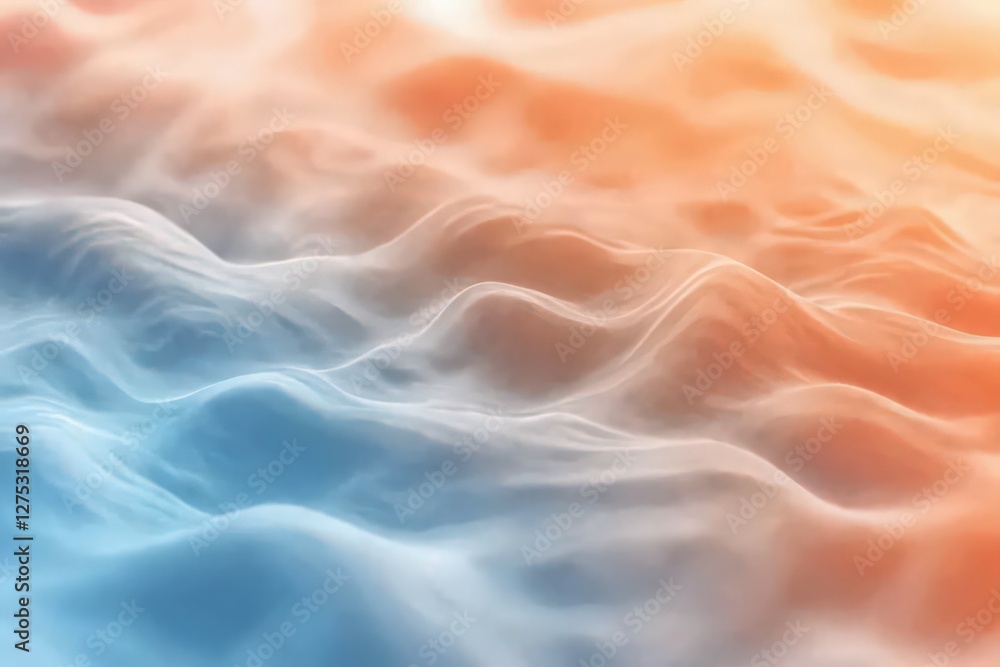 Poster abstract cool and warm color gradient background with smooth flowing hills