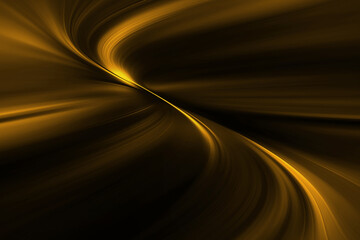 Modern bright abstract dynamic line wave curve soft light gradient neon brown yellow gold on black background design for graphics pattern web illustration technology network digital backdrop wallpaper