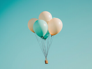 Fototapeta premium 하늘색, 핑크색 풍선 sky-blue balloons 2
