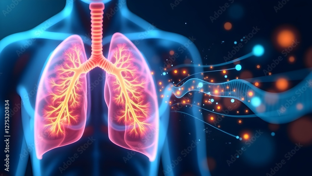 Poster high-resolution digital rendering of lungs showcasing respiratory complexity