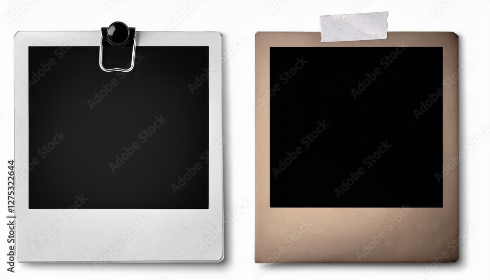 Poster vintage retro photo set a timeless black white scene with a paper clip and empty card frame, capturi