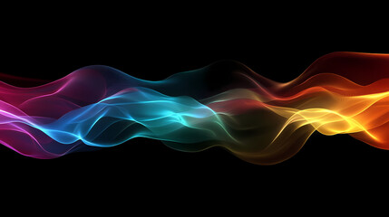 Abstract Colorful Waves on Black Background