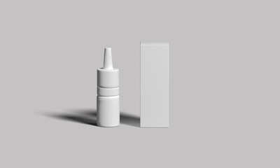 White plastic dropper bottle with box mockup