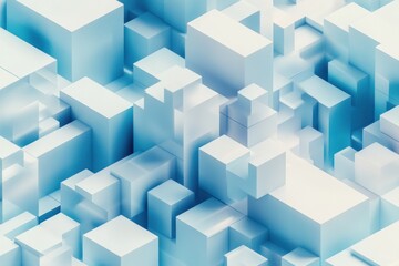 Fototapeta premium Abstract 3D rendering of light blue and white cubes.