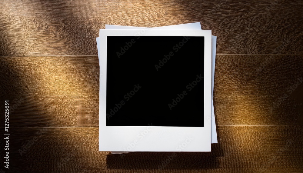 Aufkleber vintage polaroid mockup empty photo frame with shadows, evoking a nostalgic mood of yesteryears in a