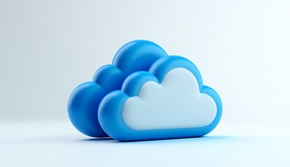 Blue and White Cartoon Clouds on a Light Background for Digital Designs