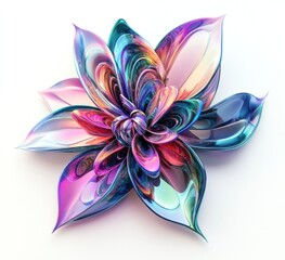 Fototapeta premium Abstract iridescent flower, 3D render.