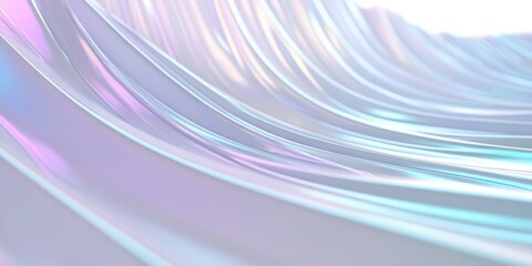 Fototapeta premium Abstract iridescent flowing curves, pastel colors, smooth surface, 3D render.
