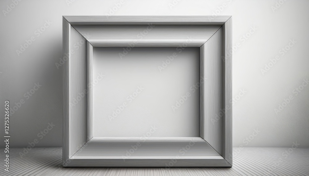 Poster 3d vector art of an empty picture frame in square style, depicting realistic and minimalist elegance