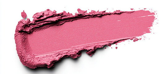 Fototapeta premium Hot pink lipstick swatch on clean white background, showcasing vibrant texture