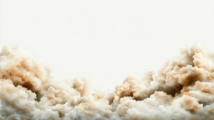 Abstract Beige and Off White Cloud Formations on White Background