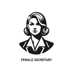 Female secretary monochrome vector illustration
