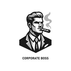 Corporate boss monochrome vector illustration