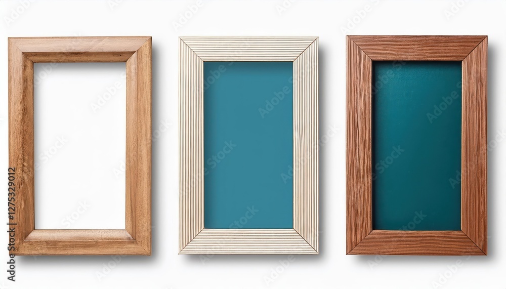 Poster striking realistic vertical picture frame against a transparent backdrop, showcasing the vivid depth