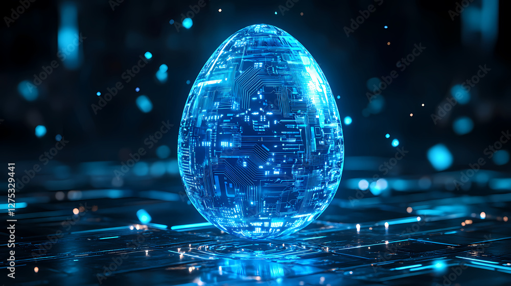 Aufkleber glowing sci-fi object with circuit patterns