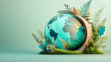 Transparent glass globe resting on a lush green grass backdrop symbolizing sustainability environmental awareness and a commitment to a greener future