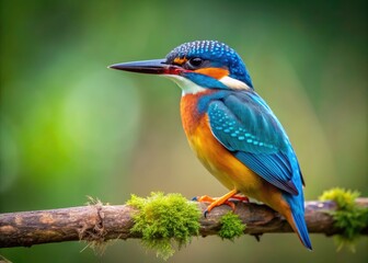 Obraz premium Experience the vibrant beauty of a kingfisher: a 4K nature photograph showcasing Alcedo atthis.