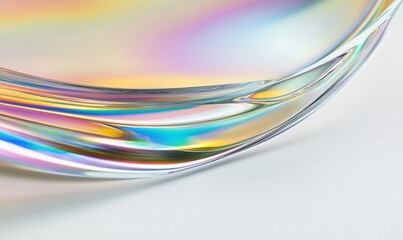 Abstract iridescent glass texture, flowing curves, vibrant colors.