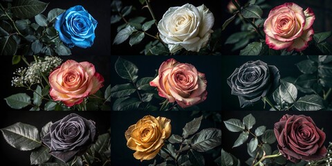 A vibrant collection of roses in various colors and styles.