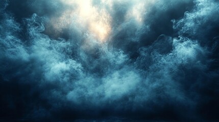 Obraz premium Abstract Blue Smoke Flowing in Dark Environment. Generative AI